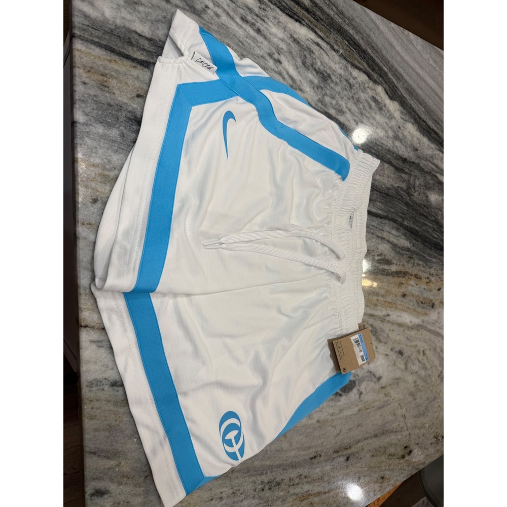 Nike Dri-FIT Mesh Basketball Shorts White University Blue 5 Inch Inseam Womens M